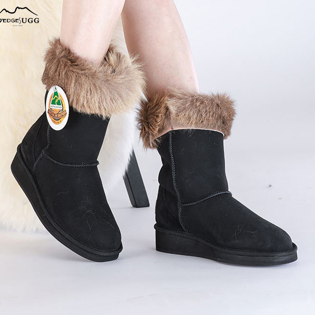 UGG1910 호주 양모 캥거루 가죽 배색 통굽 미들부츠