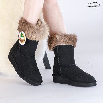 UGG1910 호주 양모 캥거루 가죽 배색 통굽 미들부츠