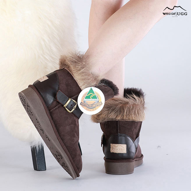UGG1910 호주 양모 스노우 부츠 캥거루 가죽 배색 통굽 숏부츠